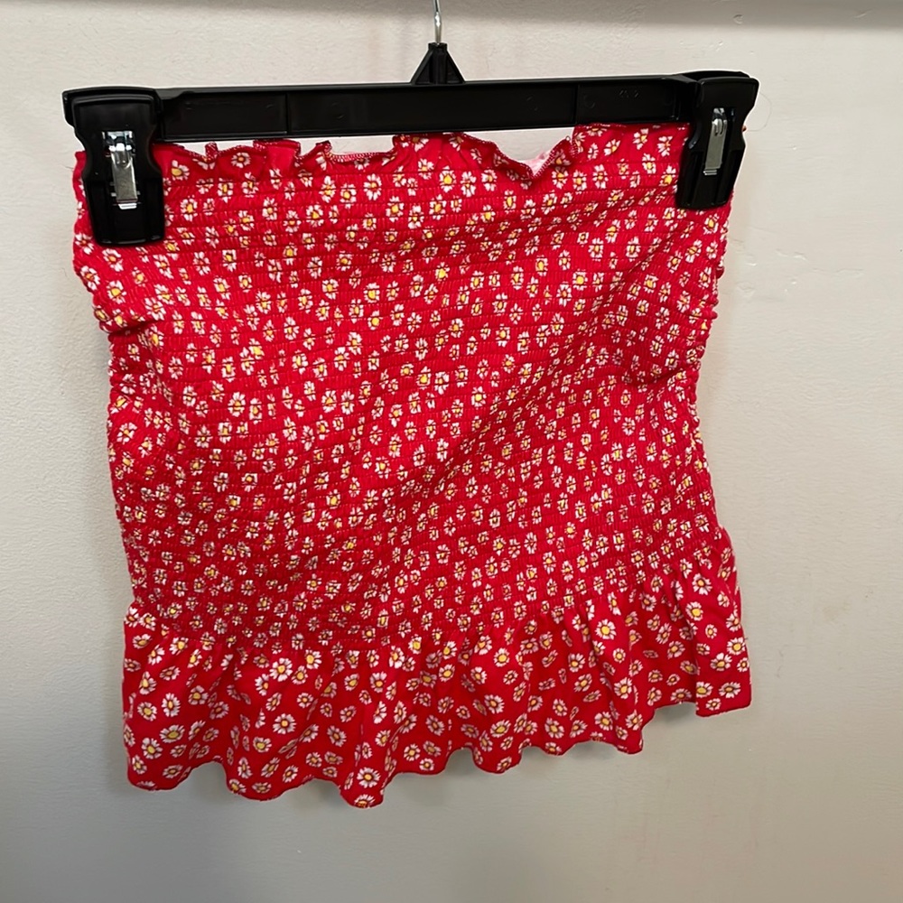 Red Floral Tube Top